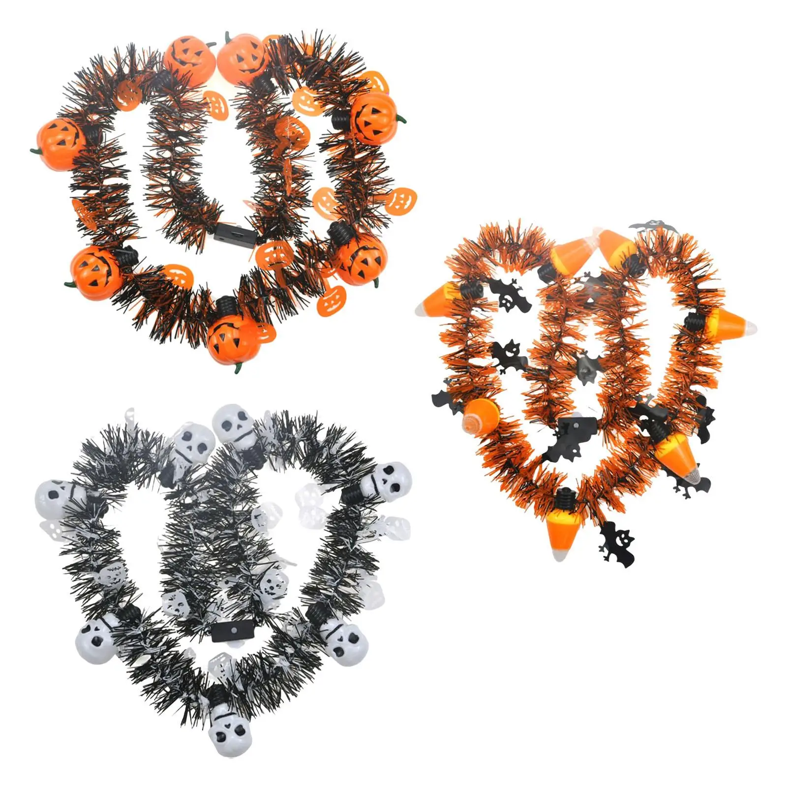 35inch Halloween String Light Battery Operated Wreath Lights Glowing Lanterns Lamp Necklace for Christmas Trees Indoor Garden