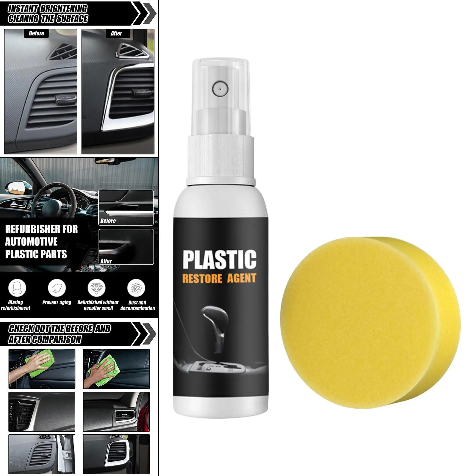 Multi Functional Car Plastic Restorer Refurbishment Plastic Parts Refreshing Agent for Automotive Interior Exterior Leather