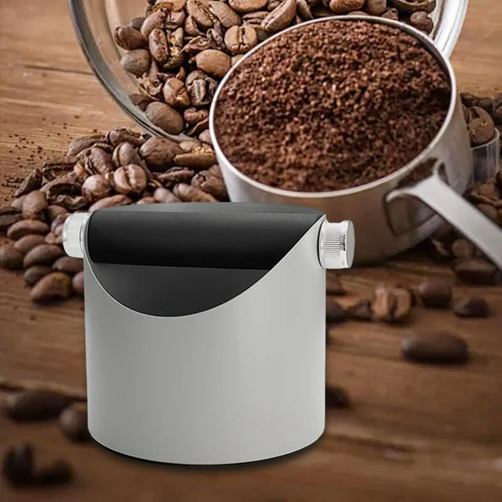 Practical Coffee Grounds Box Dump Bin Nonslip Base Pad Coffee Maker Accs Steel Container for Restaurant Bar Home