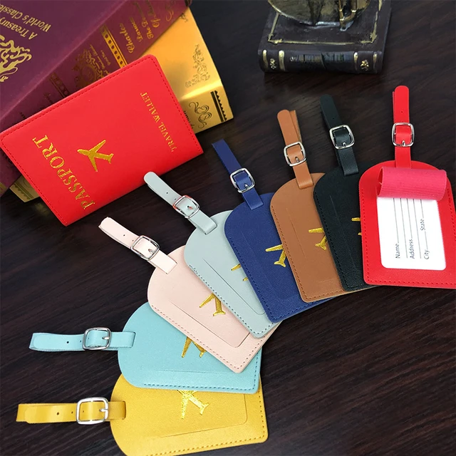 1pc PU Material Fashionable Embroidered Letter For Luggage Tag Set With  Name ID Cards For Unisex For Travel Essentials Card Holder Suitcase Tag  Card Sleeve Hanging Tag for Travel College School Bag