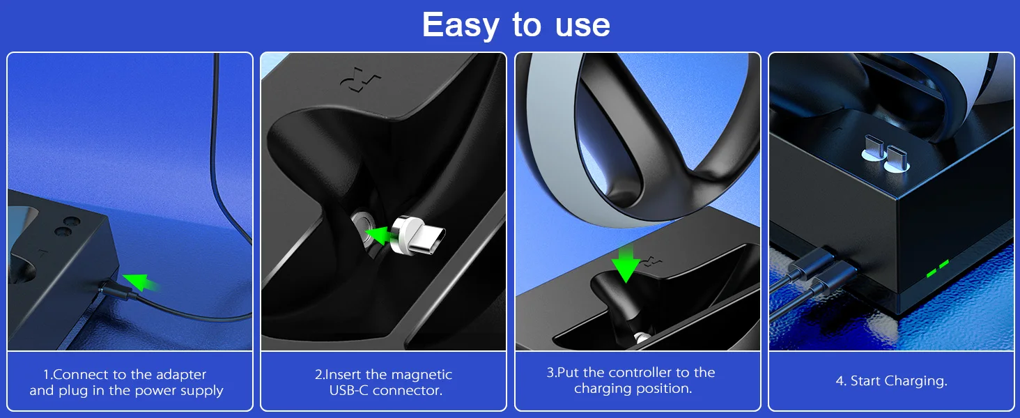 Title 10, Charging station with LED light PS VR2 magnetic...