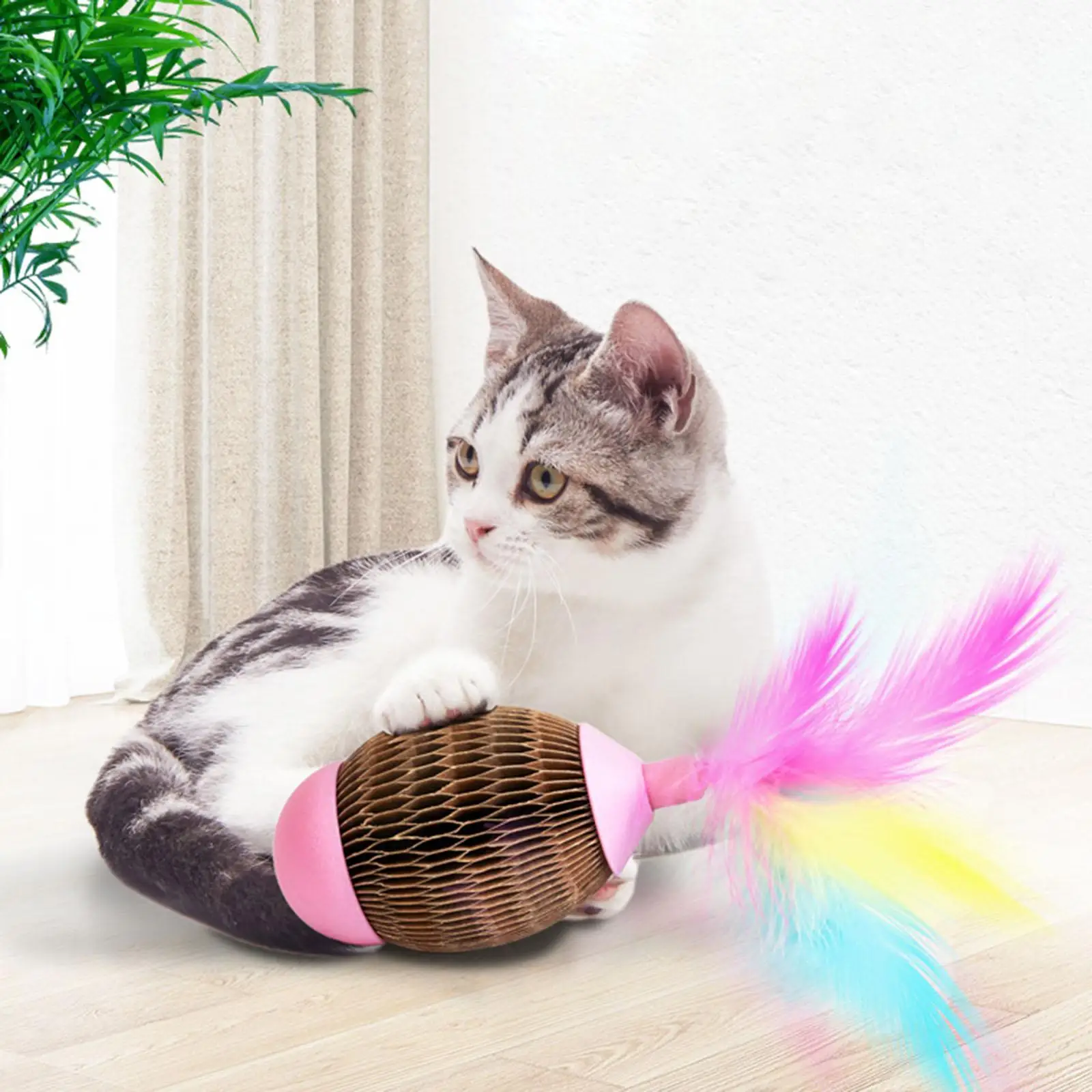 Funny Cat Ball Toy Pet Exercise Toy Cat Teaser Interactive Kitten Toys Play Fun for Medium Large Small Cats Kittens