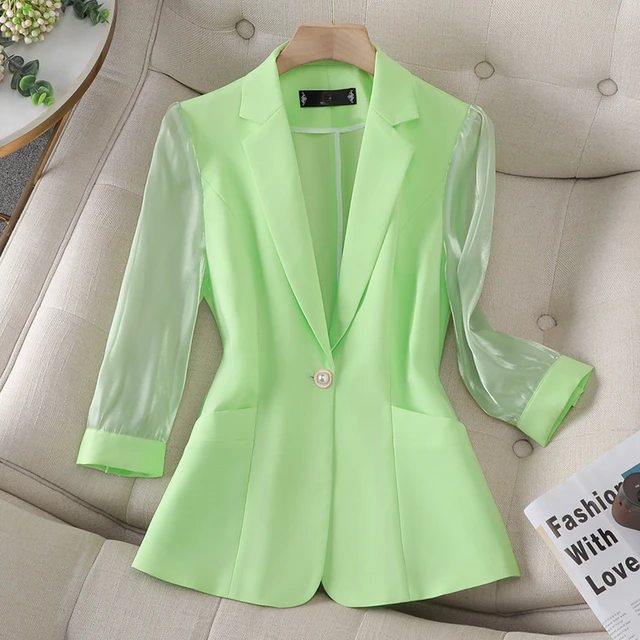 Women Blazer 2023 New Korean Spring Summer Fashion Three-Quarter Sleeve  Office Ladies Suit Casual Short Blazer Coat Female Outer - AliExpress
