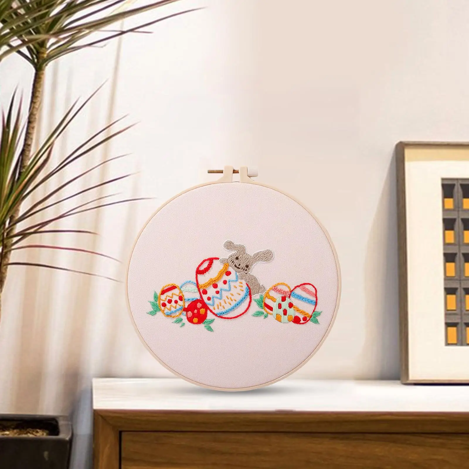 Rabbit Pattern Embroidery Starter Kit Embroidery Hoop Handmade for Beginners DIY Cross Stitch Home Decoration Supplies Gift