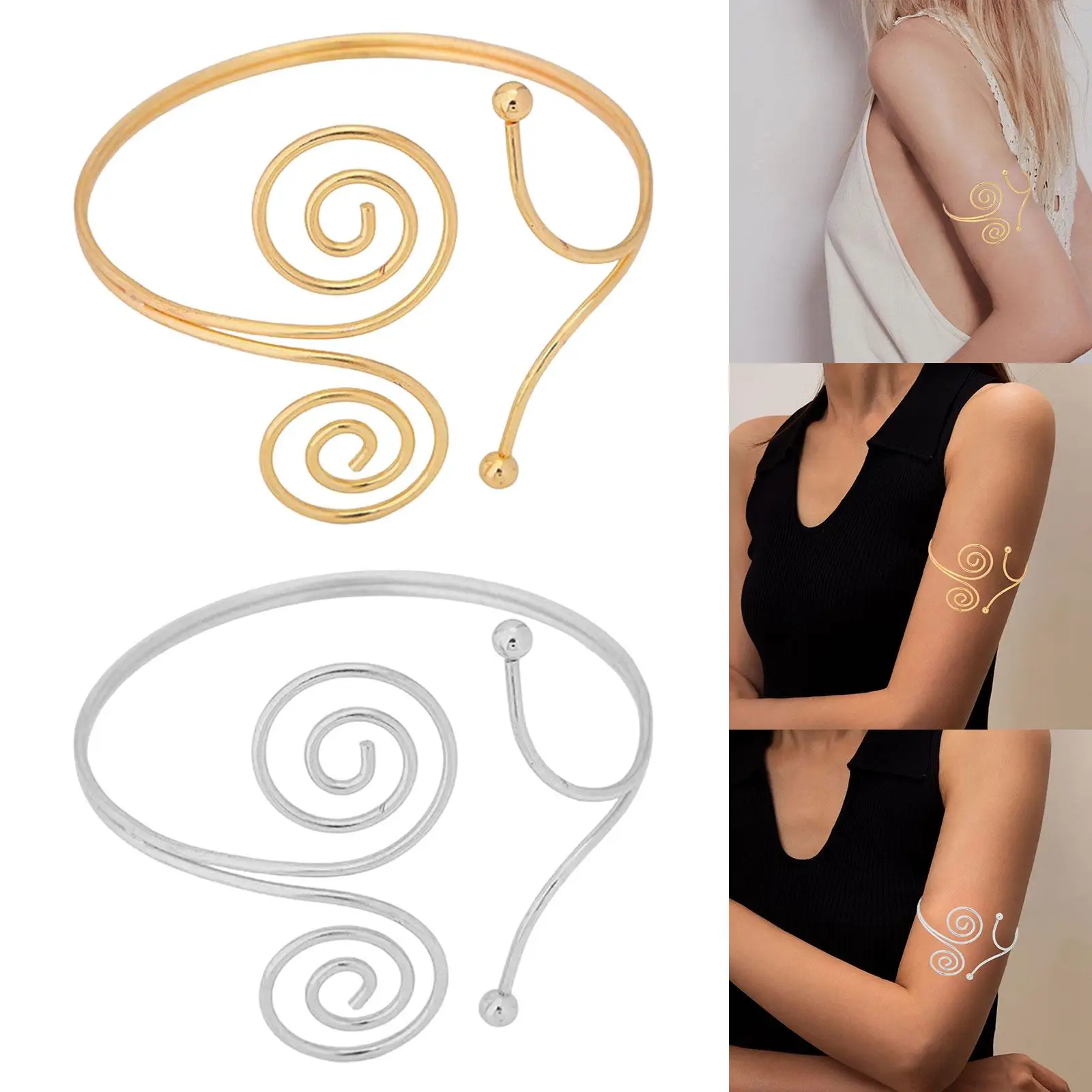 Coiled Spiral Upper Arm Cuff Bracelet Bangle Adjustable Armlet for Everyday wearing Festival Wedding Party Make You Charming