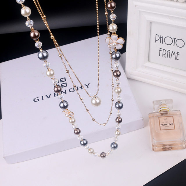 Luxury Brand Long multi layer pearl Necklace sweater chain women s fashion hanging chain decorative necklace wholesale AliExpress 36