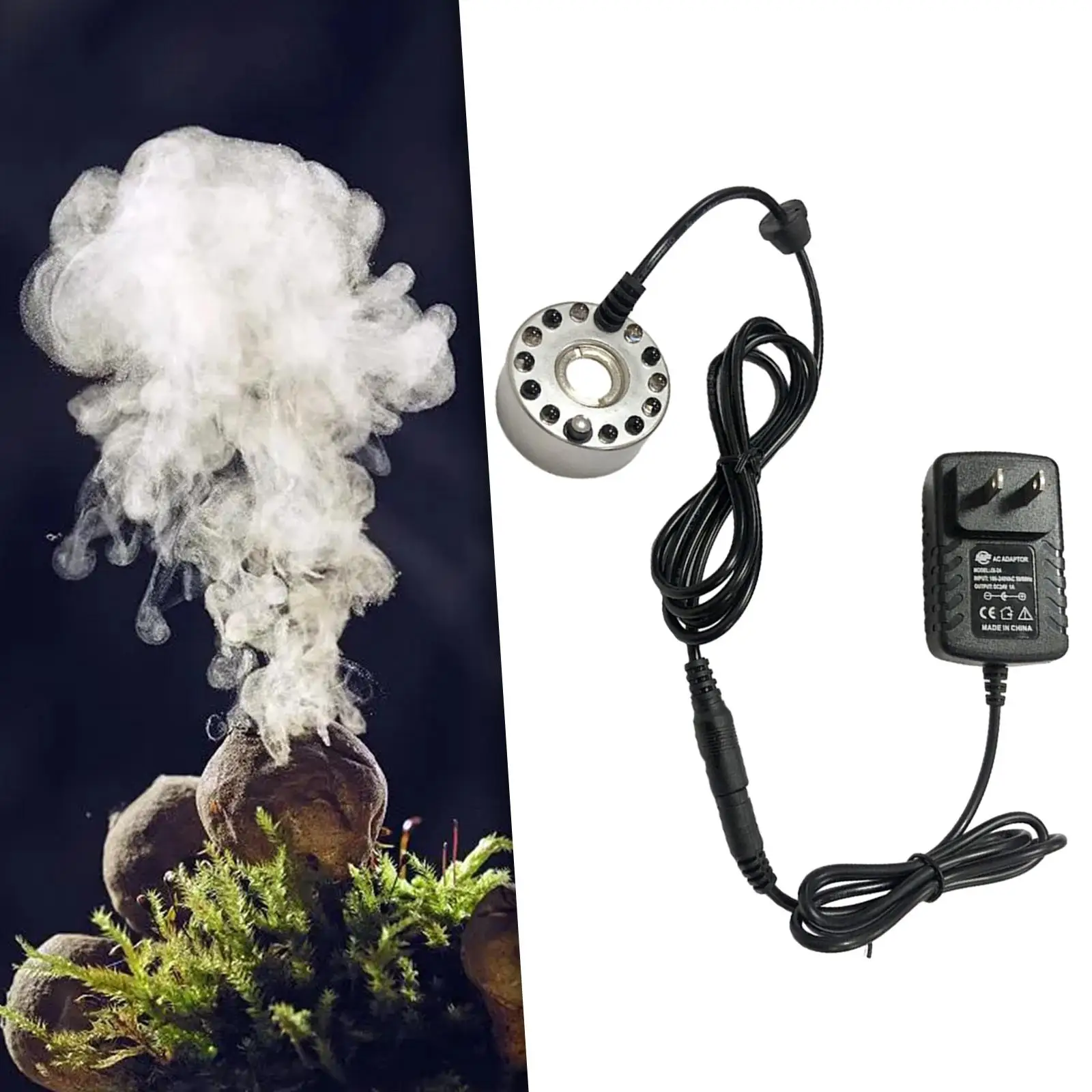 Mist Fogger Mister with Lights US Adapter Plug Accessories Lightweight Multifunctional Pond Fogger for Halloween Christmas