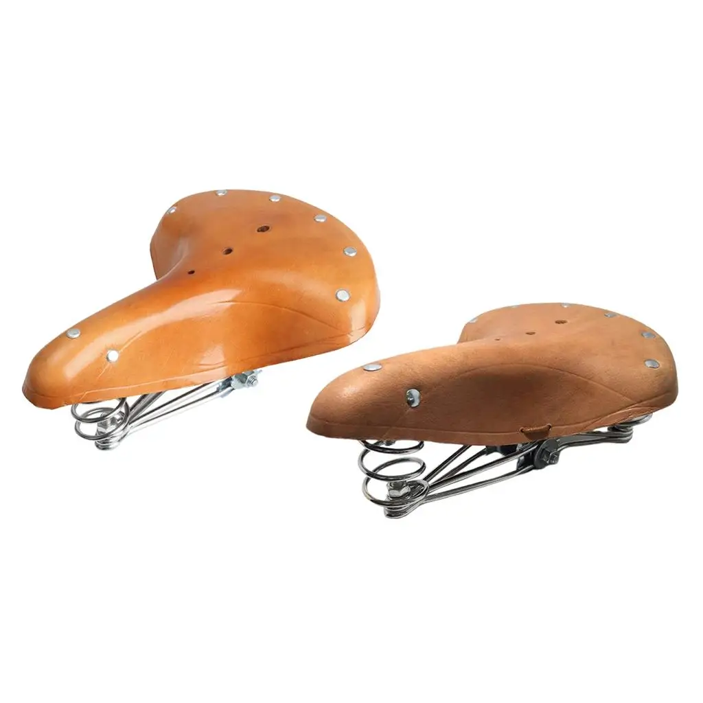 Vintage Style Classic Comfort Cowhide Leather Bicycle Bike Cycling Saddle Seat