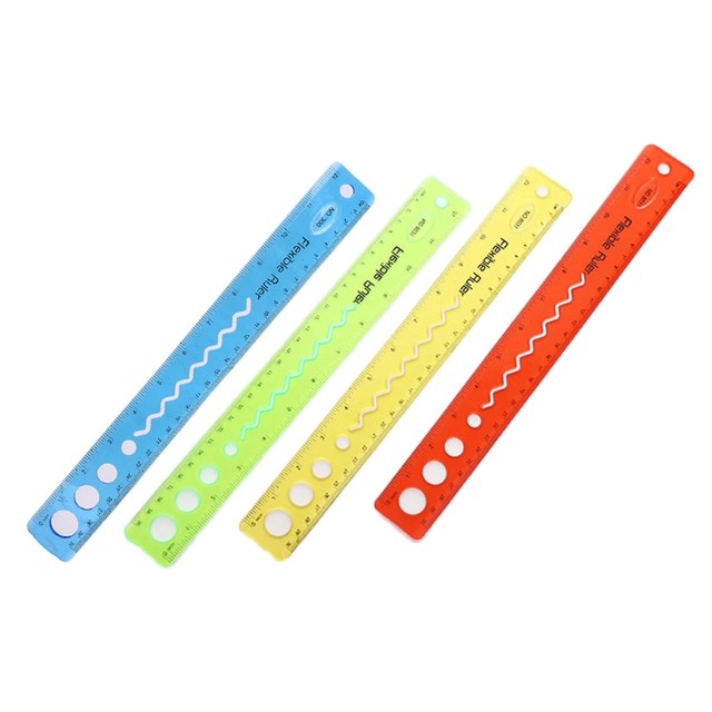 4-Pack Clear Blue Plastic Rulers, 12 Inch With 1 Soft Ruler – Easy Read Straight Edge For School & Office - View #10