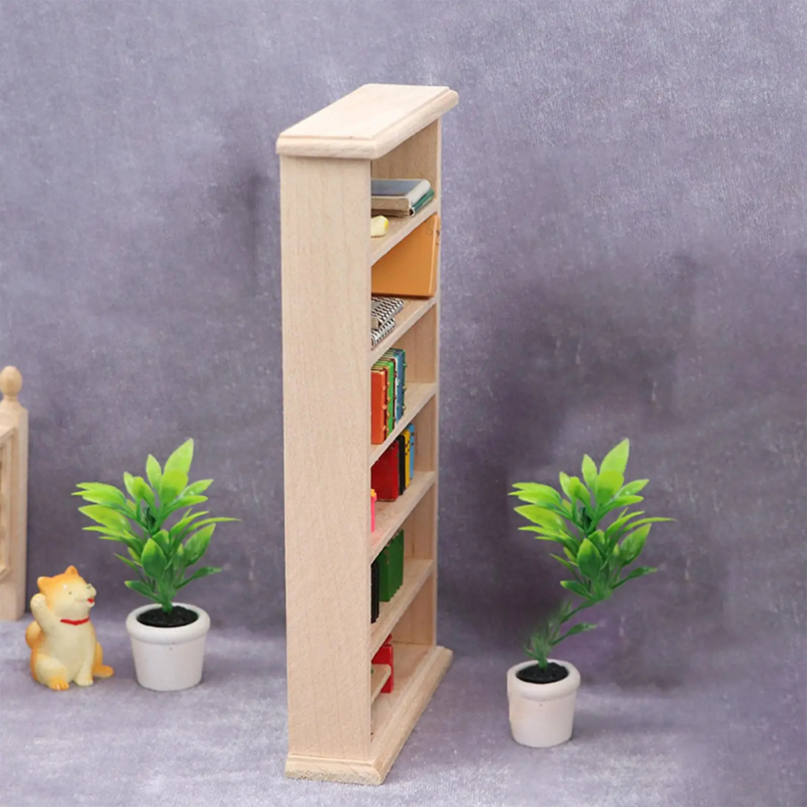 1/12 Dollhouse Miniature Bookcase Dollhouse Miniature Furniture for Kids 3+