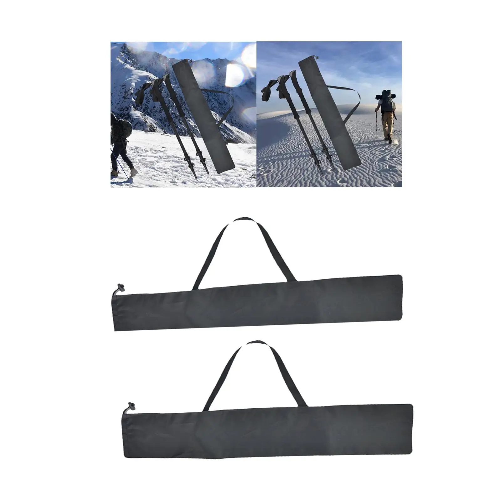 Trekking Pole Carrying Bag Shoulder Bag Waterproof Drawstring Adjustable Strap Pouch Black Walking Sticks Bag Hiking Sticks Bag
