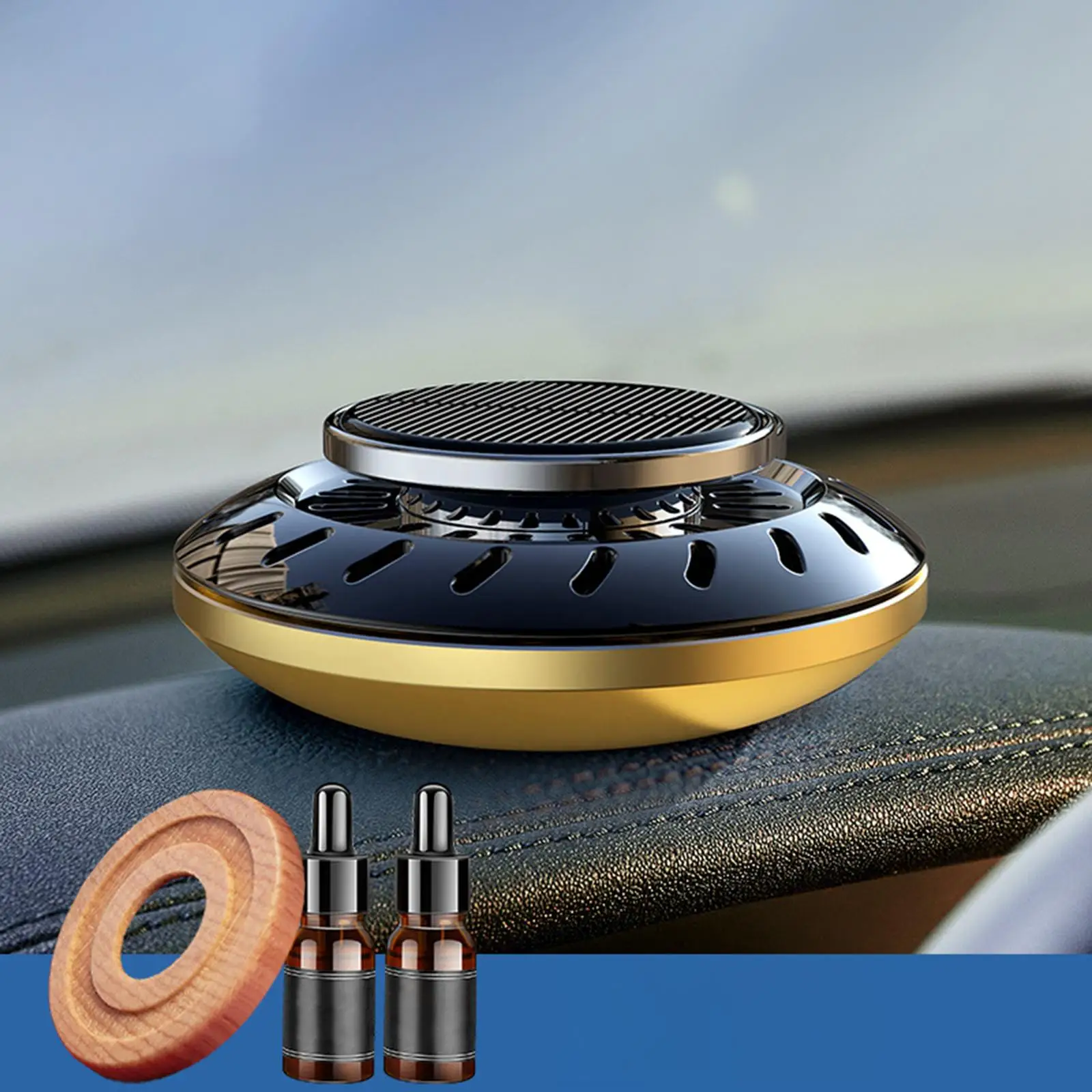 Portable Car Air Freshener Solar Powered Auto Rotating Aroma Diffuser for