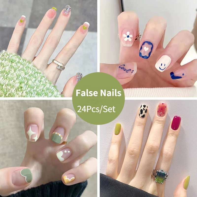 Best of 24Pcs Small Fresh Manicure Full Coverage Short Round Nail Removable Reusable Fake Nails Coffin Cute Kawaii Press On Nails Art Reviews & Tips