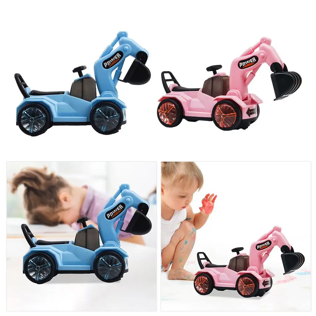 Children Electric Music Excavator, Kids Engineering Cars Toys, Rideable Excavator, Cartoon Science Education Gifts