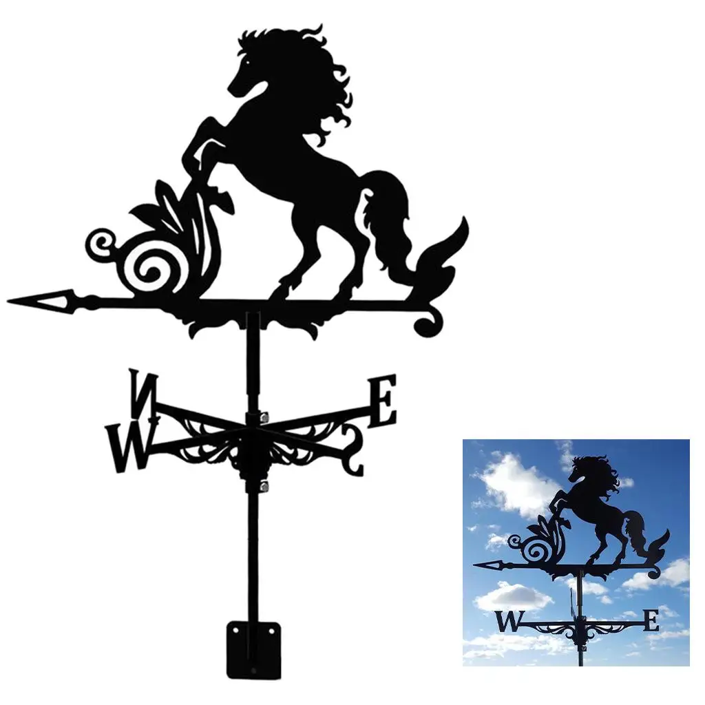 Retro  Weathervane Stainless Steel Weather Vane with Mounting Bracket -  Horse Figurines Design Ornaments