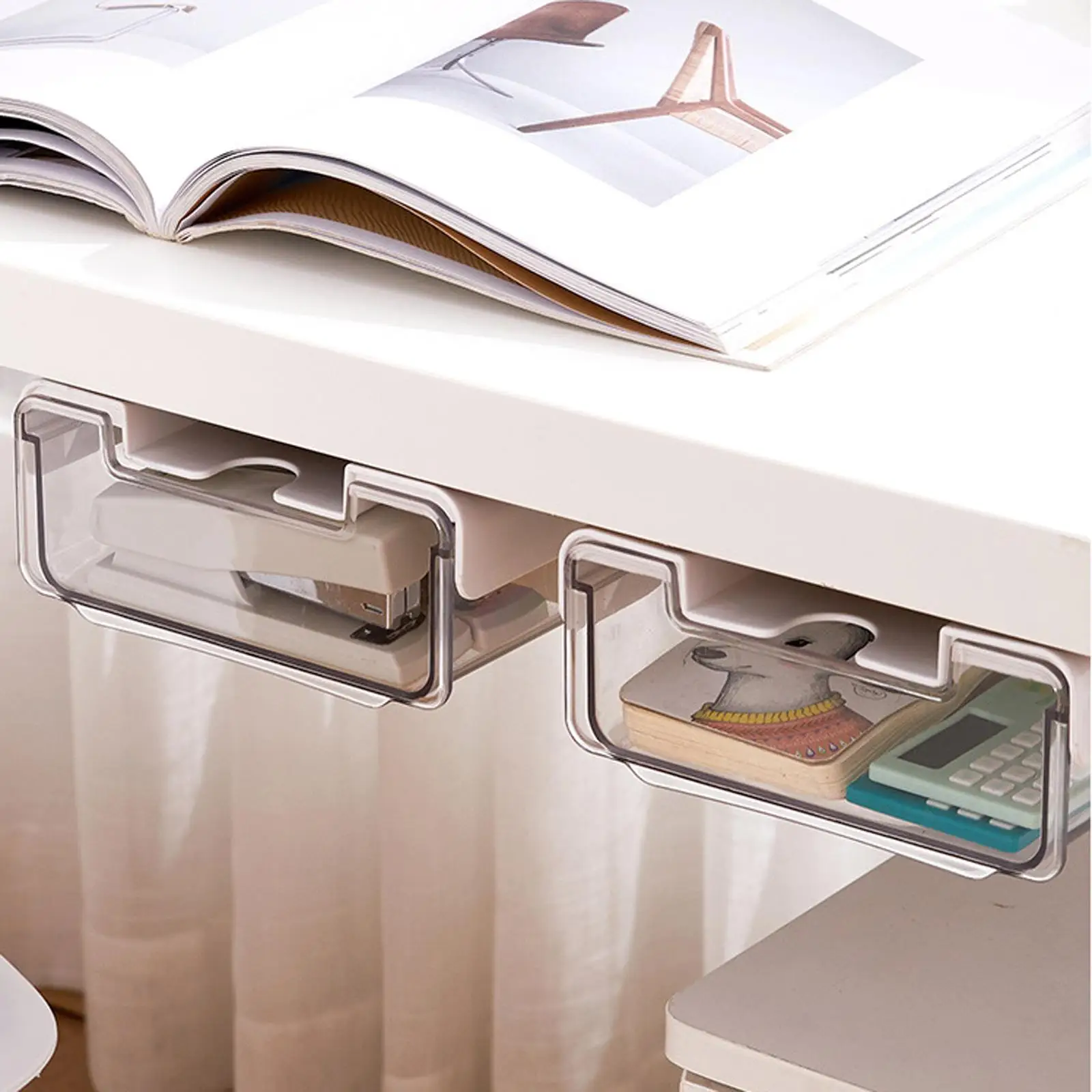 Hidden Drawer Type Storage Box Sliding Drawer Box Storage Organization File Holder Self Adhesive for Storage Desktop Kitchen