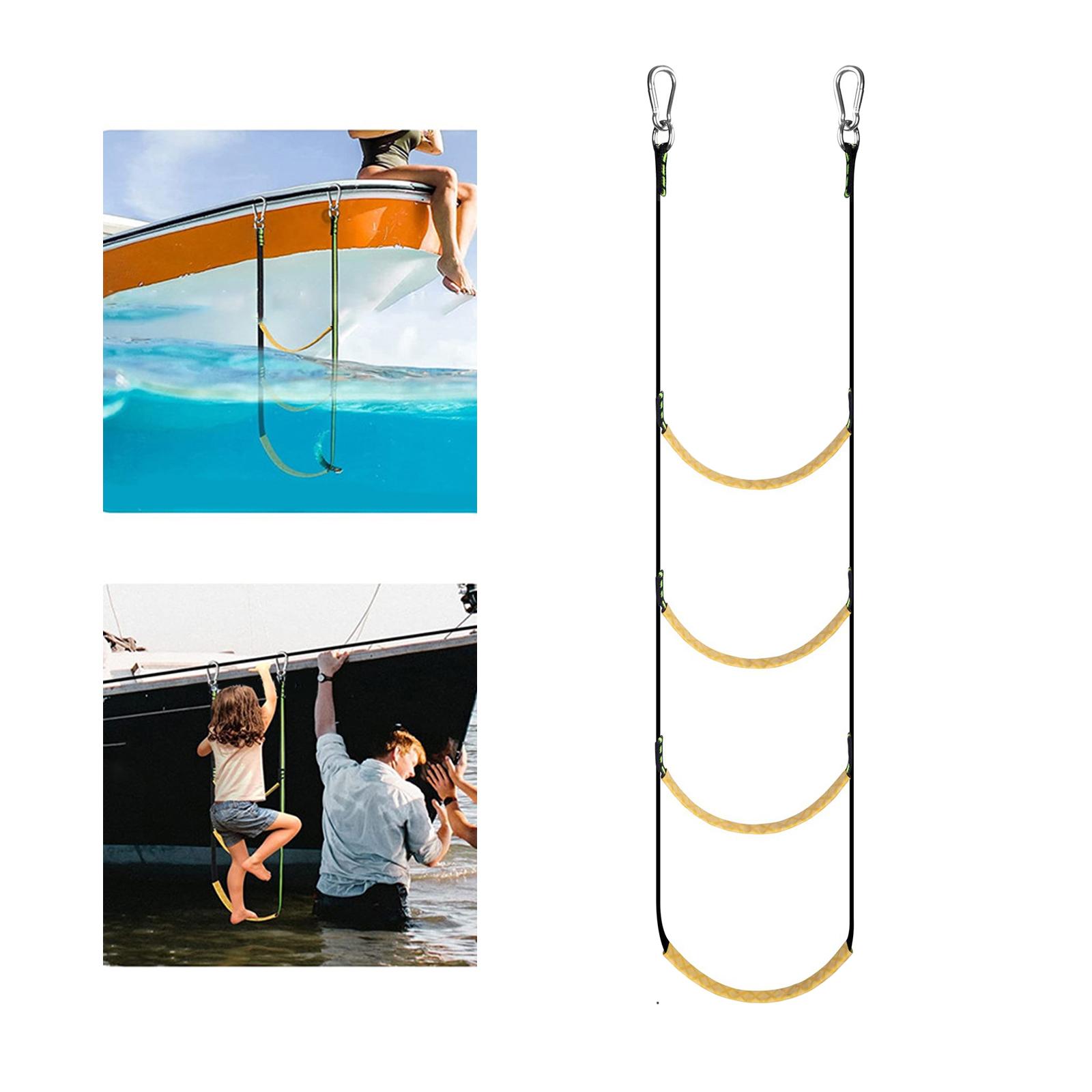 Portable four  Rope Ladder Boat Rope Ladder Extension,Assist Boat Folding Ladder,Swim Ladder for Sailboat ,Kayak, Canoeing