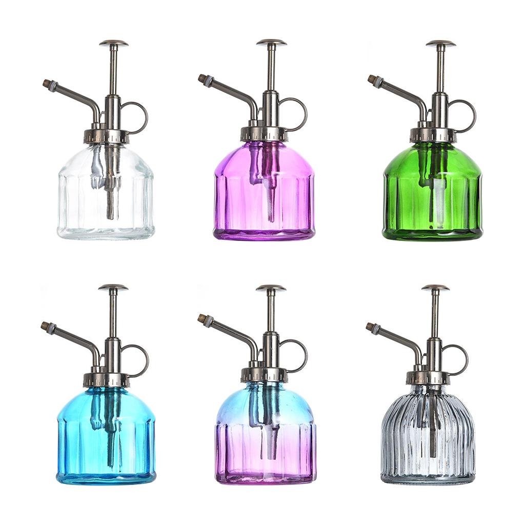 Transparent Glass Watering Spray Bottle,Plant Mister with Plastic Top Pump