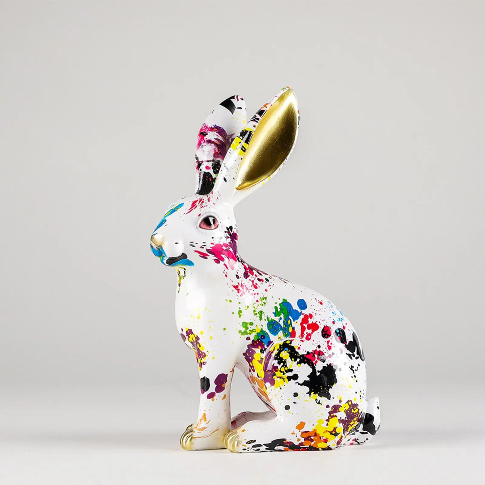 Graffiti Rabbit Statue Polyresin Rabbit Sculpture for Office Table Centerpiece