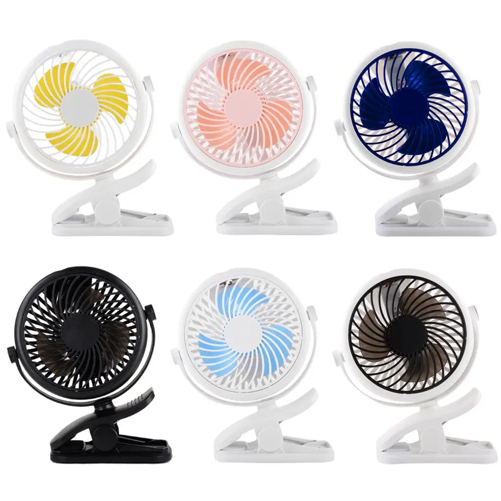 USB Powered Clip on Fan 720° Rotation 3 Speeds Portable Small Fan