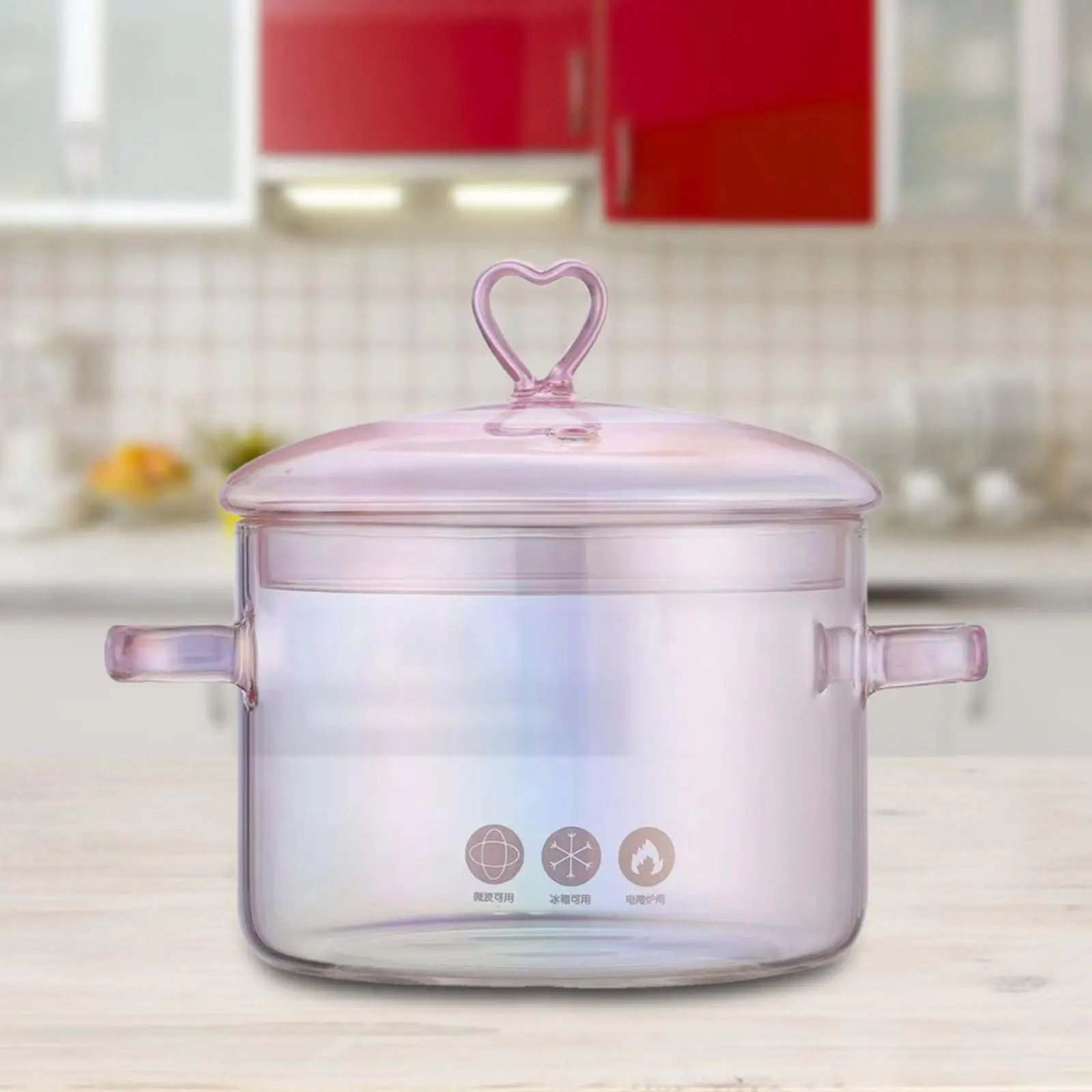 Glass Cooking Pot with Cover Heat Resistant Handmade Clear Pasta Instant Noodle Pot Transparent Stew Pot for Tea Soup Milk