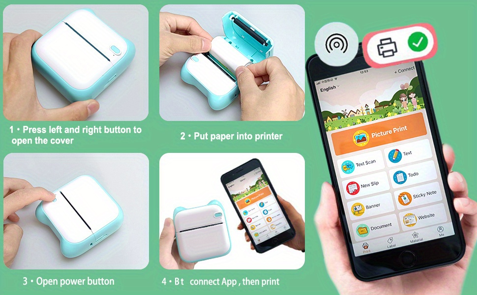 Title 3, Mini Photo Printer For IPhone/Android,1000mAh P...