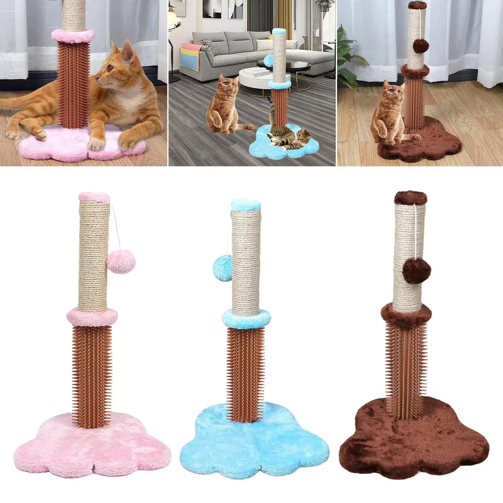 Stable Round Bottom ing Pole, Climbing Shelf Tree with post for scratching, Durable Sisal Interactive Toy