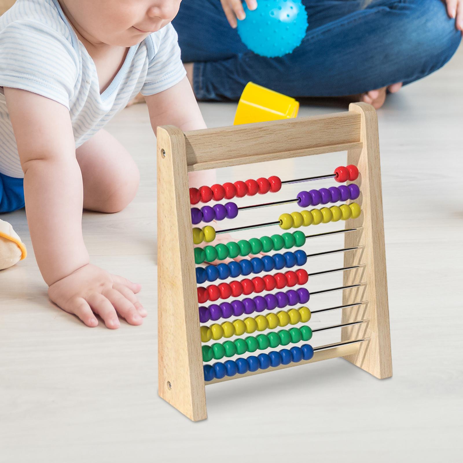 10 Row Preschool Learning Toy Counting Sticks Math Teaching Aids Wooden Abacus for Early Childhood Education Learning Preschool