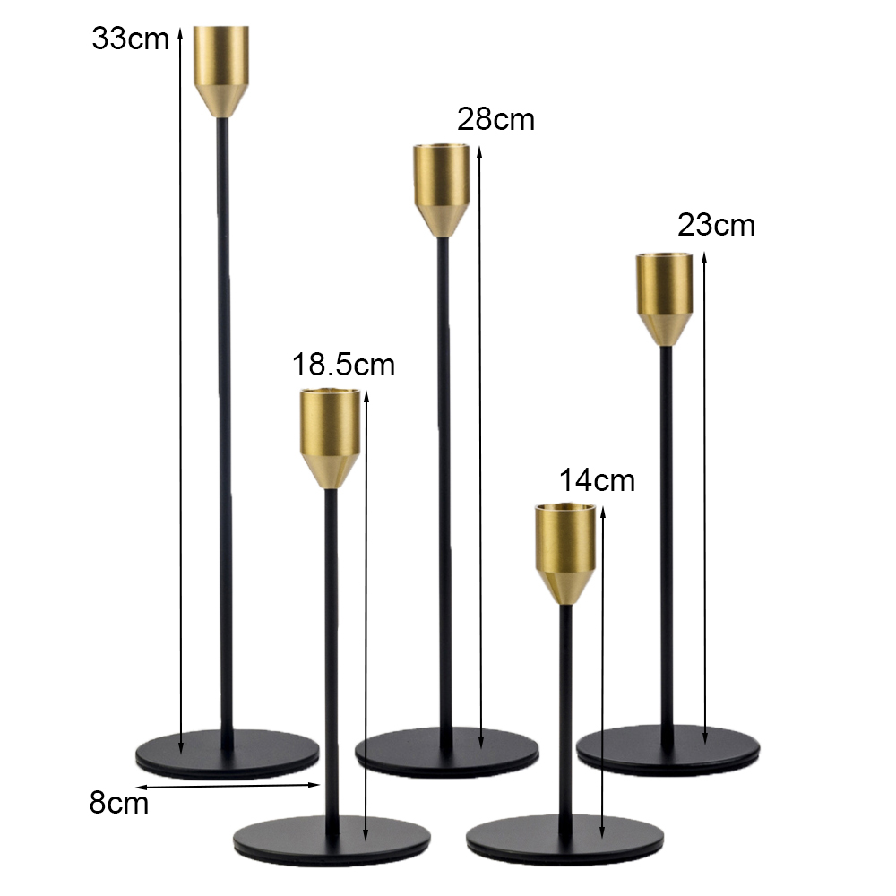 Description Picture 3 of itemMetal Small Candle Holder, Table Mini Candlestick for Wedding, Home Decoration Accessories, Black and Gold, 2 PCs/Set, 3 PCs/Set