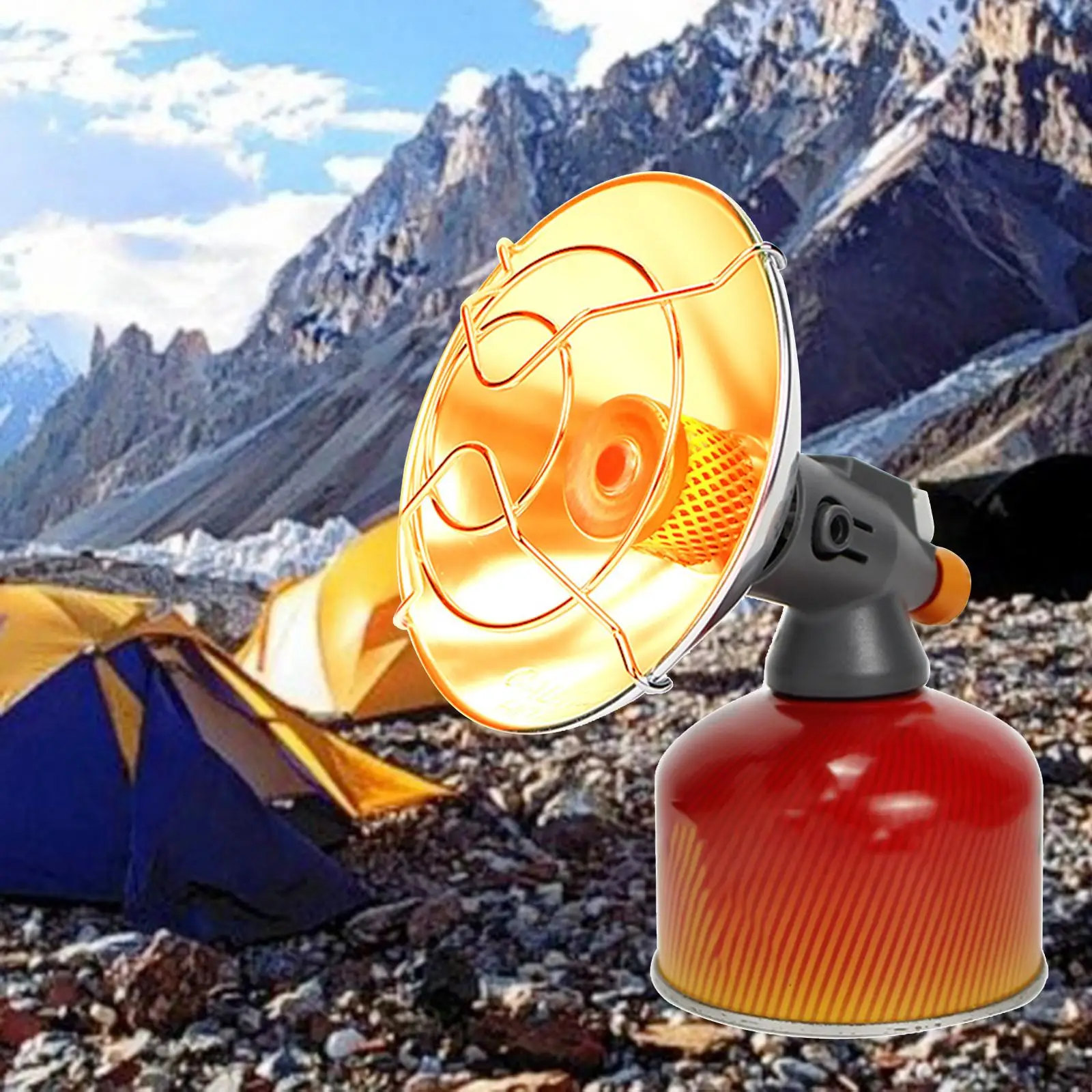 Mini Camping Tent Gas Butane Heater with Piezo Ignition with Control Valve Warming Tent Copper Warmth Safe for Patio Ice-Fishing