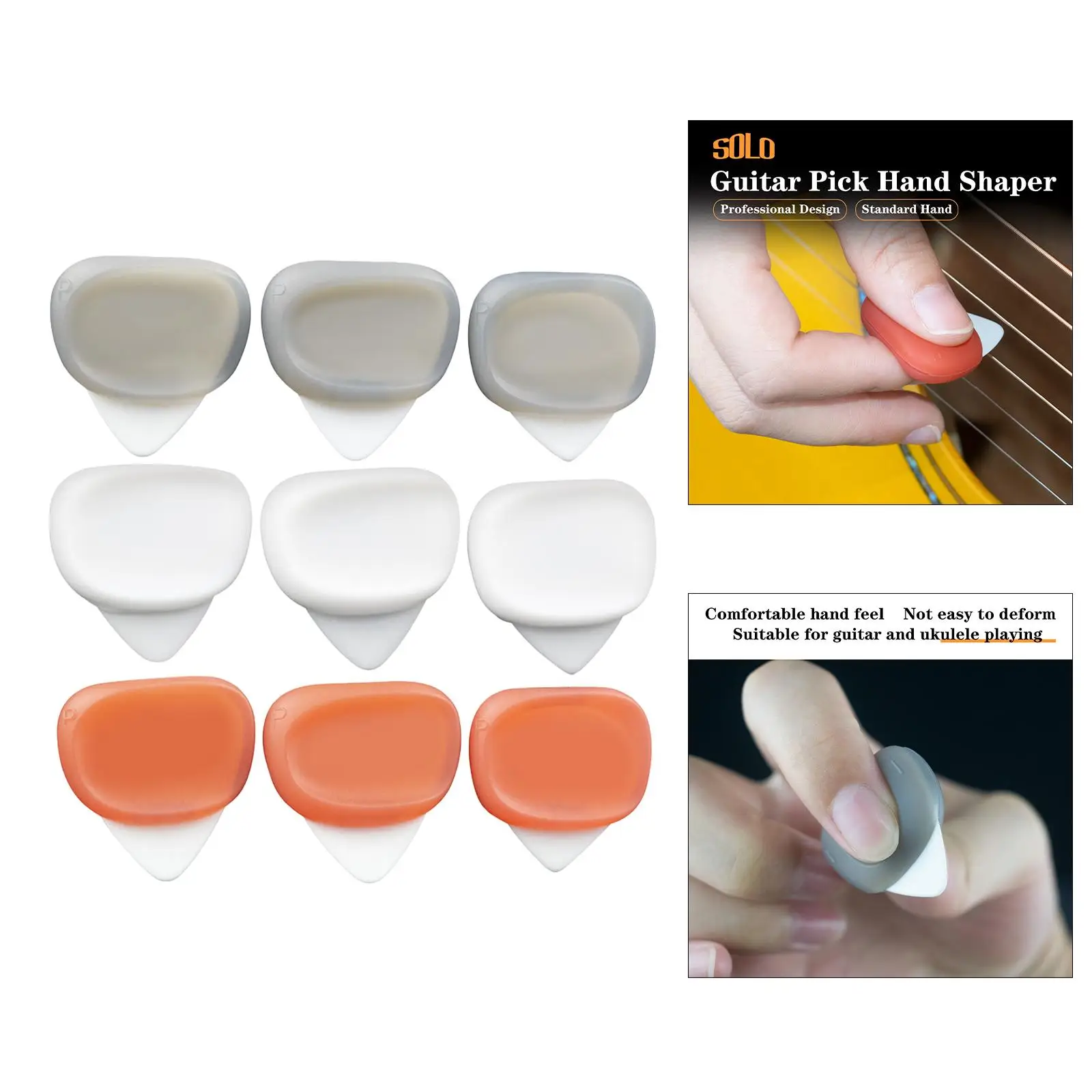 Silicone 3Pcs Guitar Picks Thumb Finger Picks Guitar Plectrums Beginner Gift for Acoustic,Electric, Classic Guitar Bass Banjo