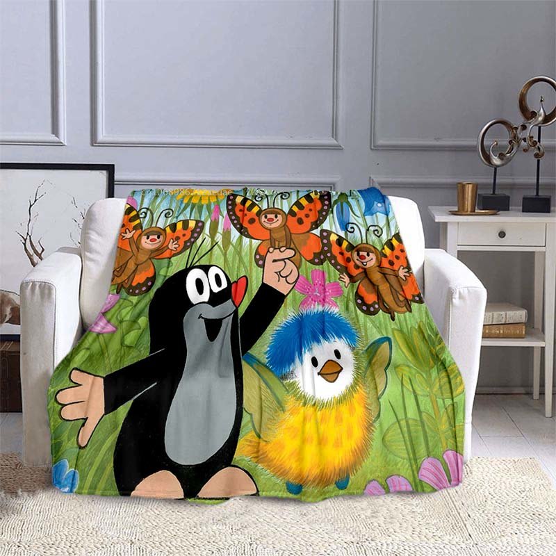 Description Picture 6 of itemThe Little Mole Blanket Flannel Friends Together Cozy Soft Fleece Bedspread Classic Cartoon Blanket Gift for Children Kids