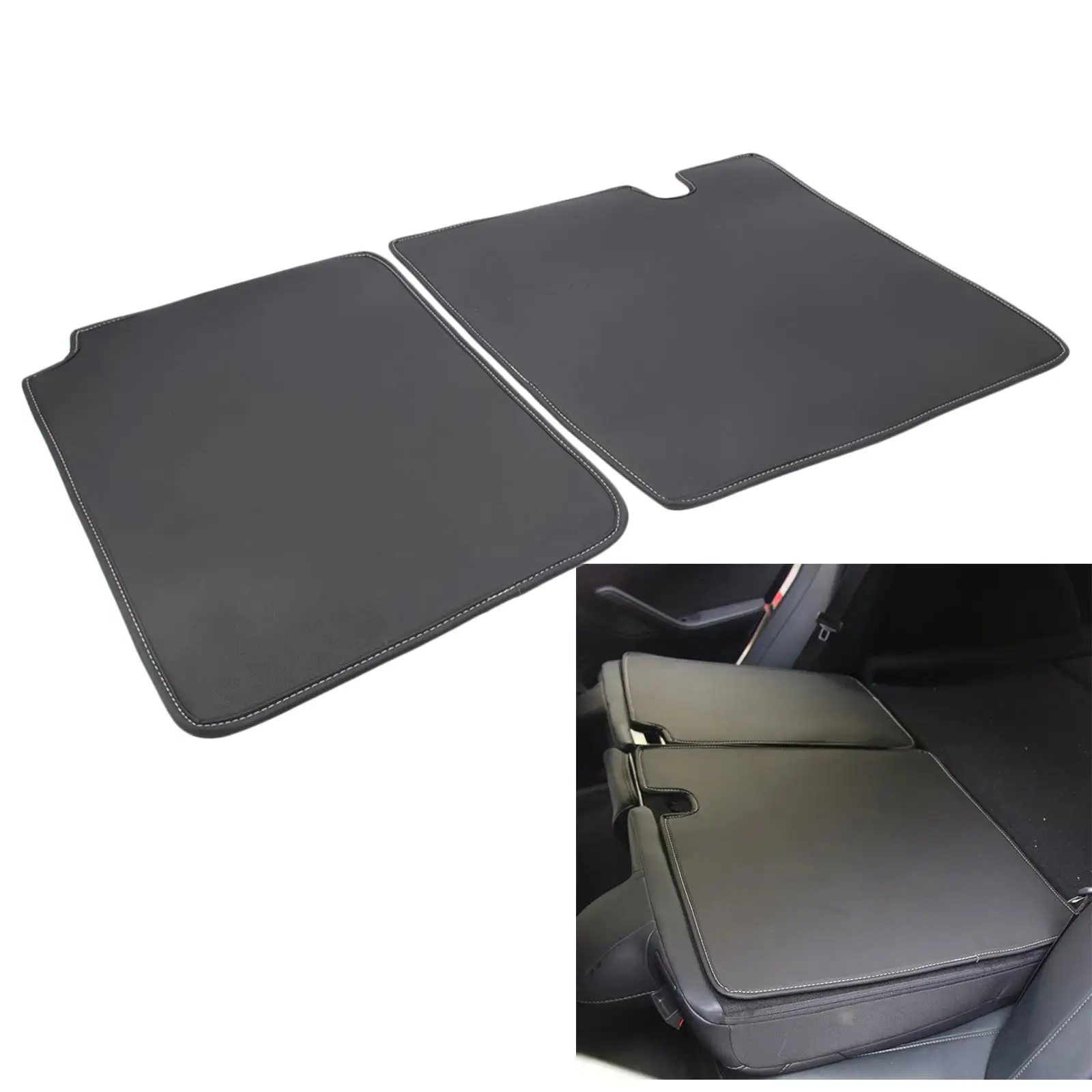 2 Pieces Rear Seat Pad Trunk Back Backrest Fit for Tesla Model 3 Model Y Seats Back Cover Black