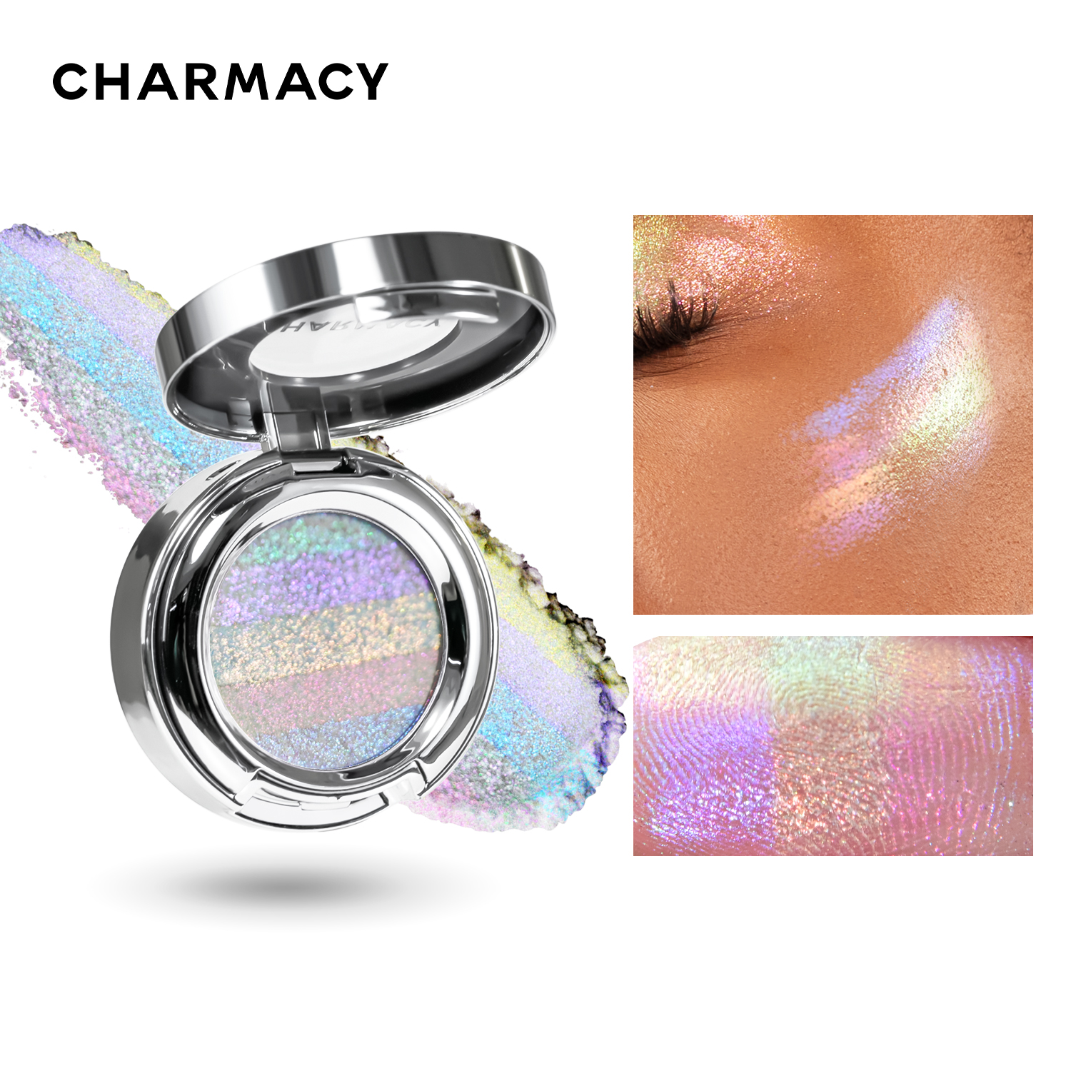 Best of CHARMACY Rainbow Duochrome Highligter New 5 Colors Shimmer Multichrome Long-lasting Eye Shadow Cosmetic Makeup For Women Reviews & Tips