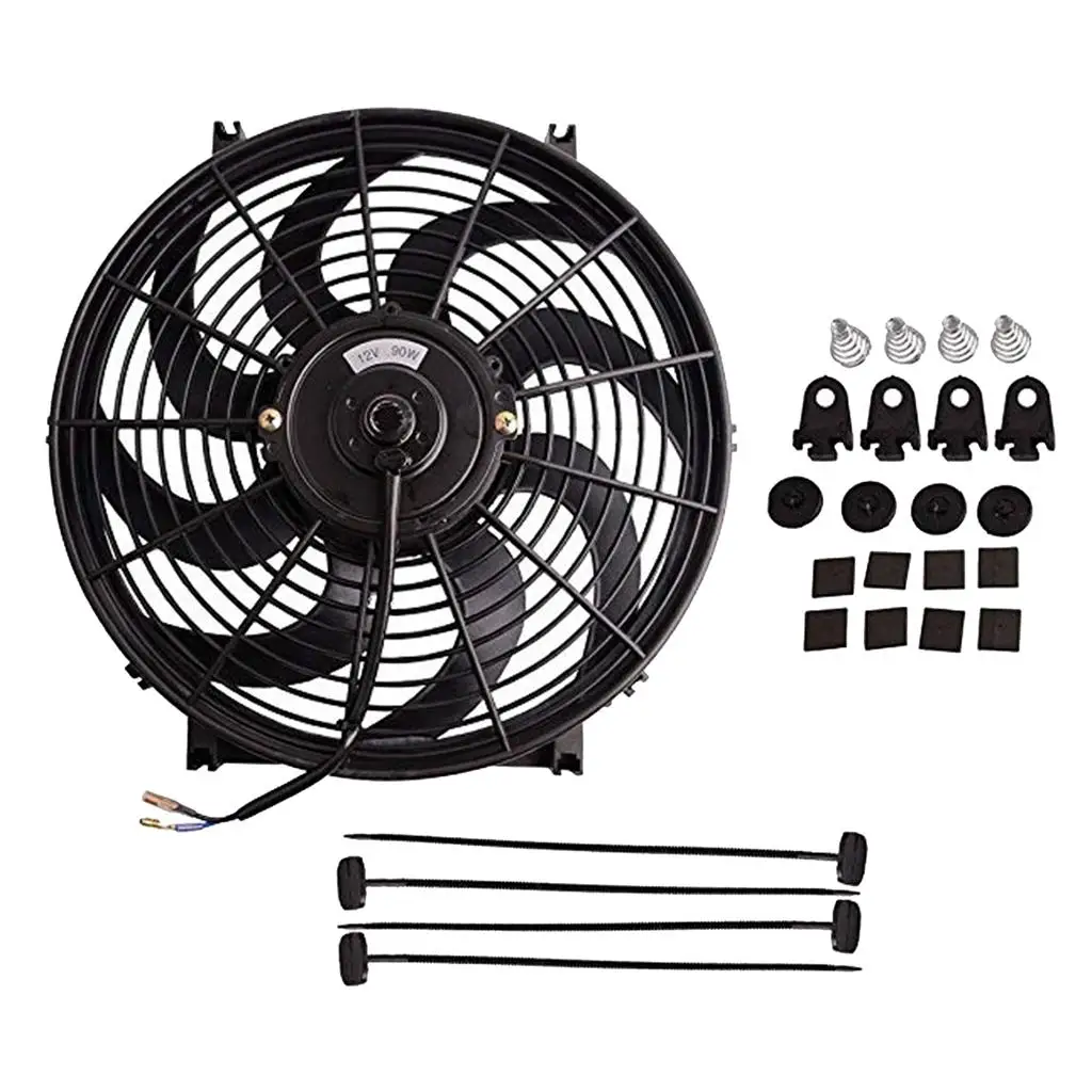 Electric Car Vehicle Cooling Fan, Universal 14 Inch Fitting, Black
