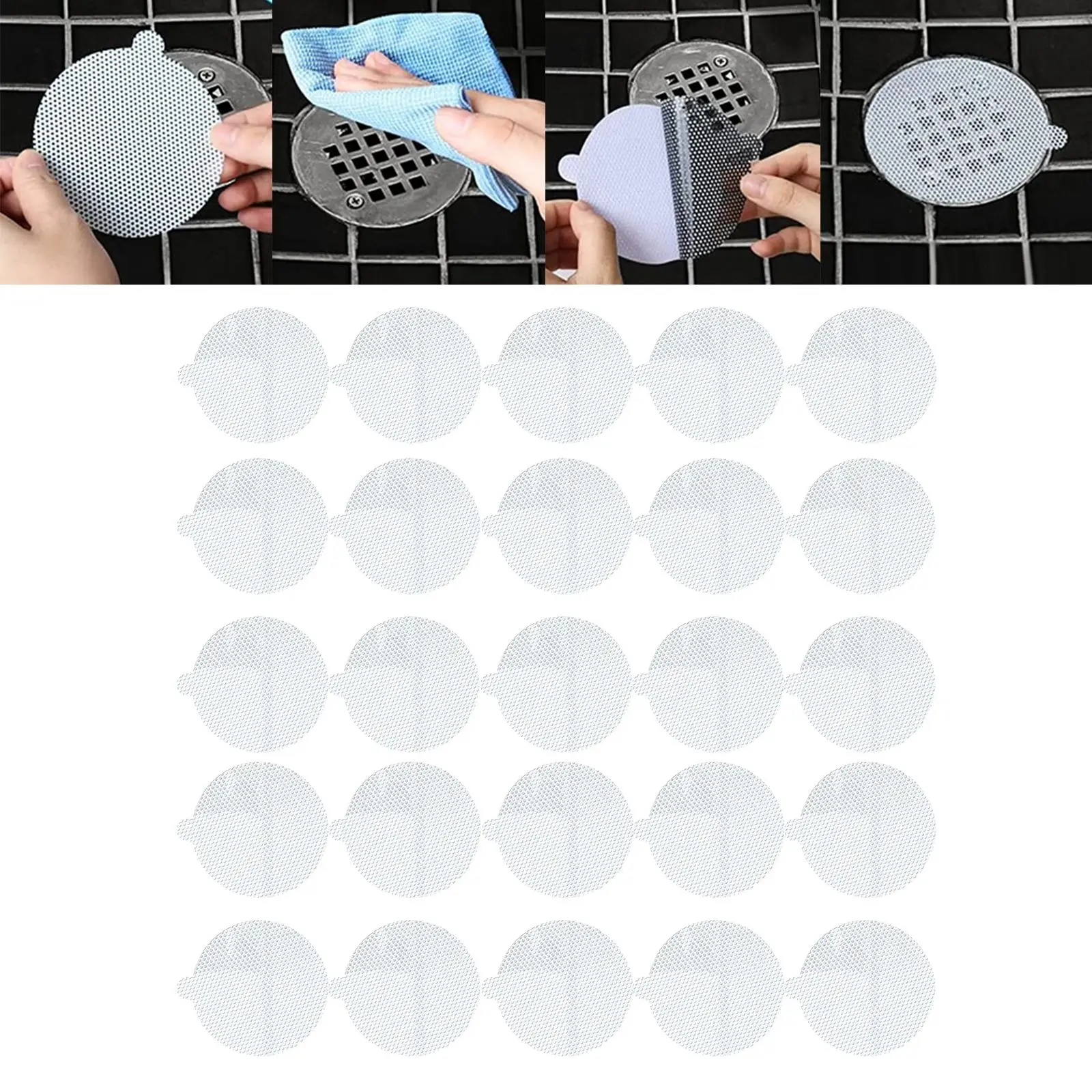 25x Round Disposable Shower Drain Catcher Collector Cover Strainers for Balcony Drain Hole Laundry Bathroom Kitchen Sink