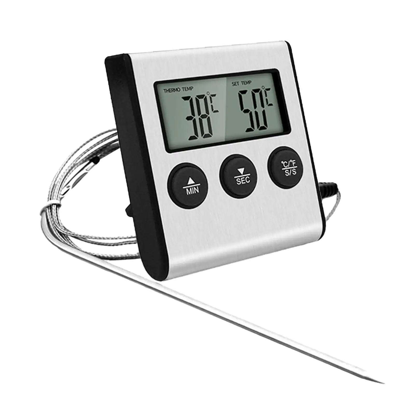 Cooking Thermometer LCD Backlight Instant Read Celsius/Fahrenheit Digital Meats Thermometer for BBQ Deep Fry Roast Oven Frying