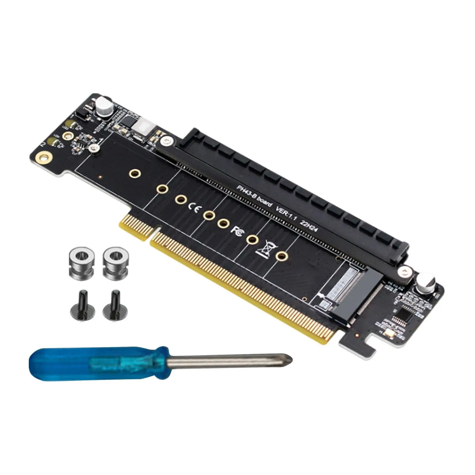 PCIe 4.0 x16 to 4x Expansion Card Metal Reliable Support 22110, 2280, 2260, 2242, 2230 Adapter Card Dual M.2 Adapter Accessories