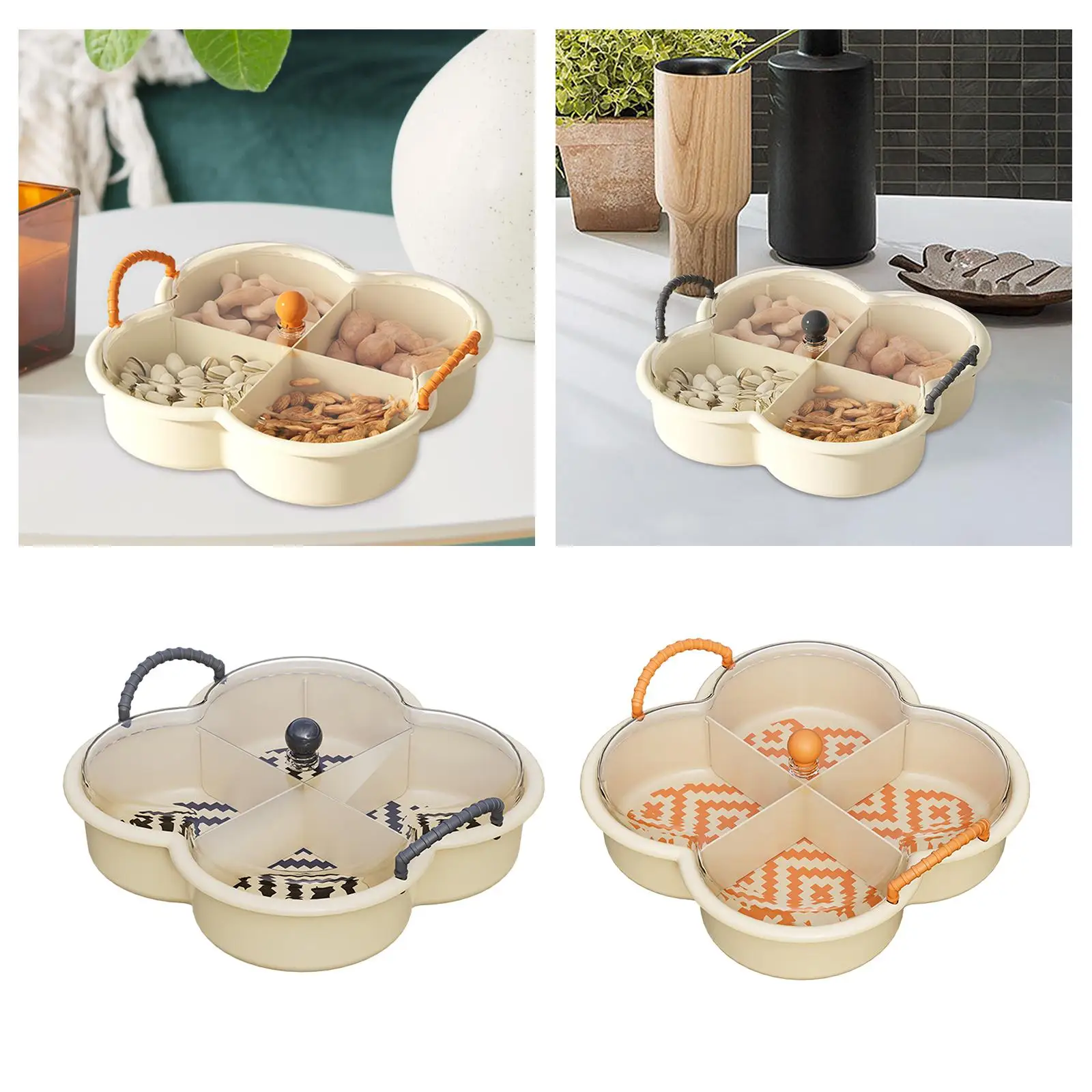 Snack Serving Tray Unbreakable Portable with Lid Snack Serving Plate Dishes for Dessert Sweets  Vegetables Indoor Outdoor