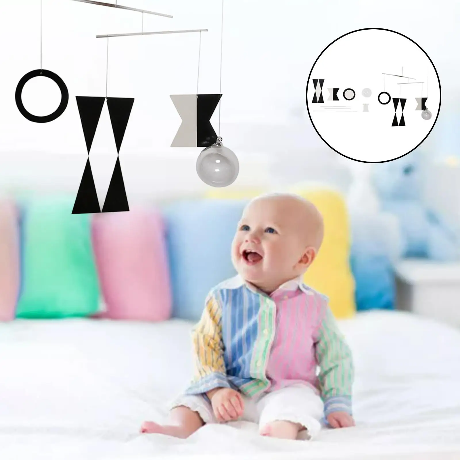 Montessori Toy Movable Nursery Decor Hanging Rattles Gift for Newborn Montessori Toy Movable Black And White Baby Activity