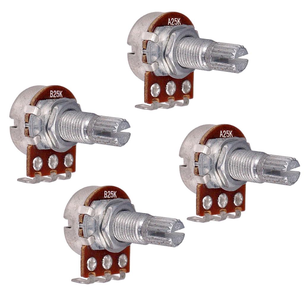 4Pcs Mini Pots Log A & Linear B 25K 18mm Guitar Volume   Potentiometer