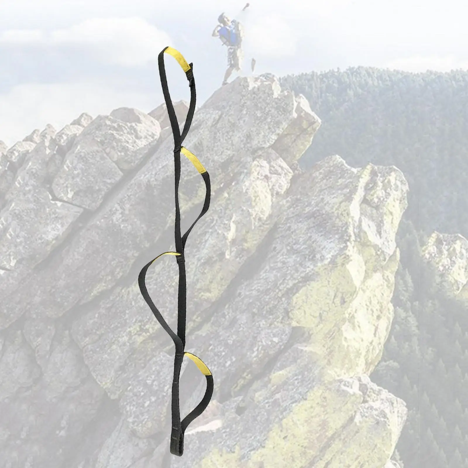 Webbing Strap Ladder Outdoor Climbing Rope Ladder Ascending Climbing Rope Aider for Mountaineering Caving Swim Emergency Camping