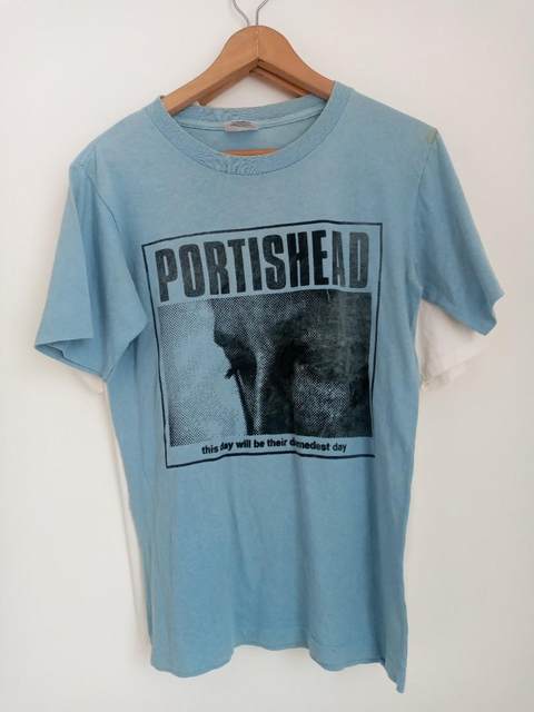 Portishead 90S Band Light Blue Short Sleeve T Shirt Reprint