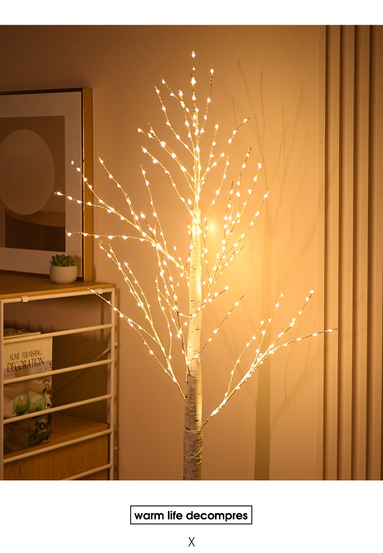 Dekoracja świąteczna Brzozowa lampa LED do sypialni do krajobrazu Świecąca dekoracja Noworoczna Dekoracja drzewa Światło świąteczne prezent