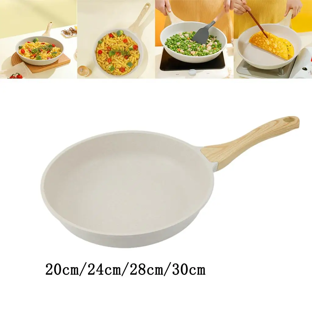 Nonstick Frying Pan, Granite Coating Stone Cookware White with Handle Egg Pan Skillet Frypan for Kitchen