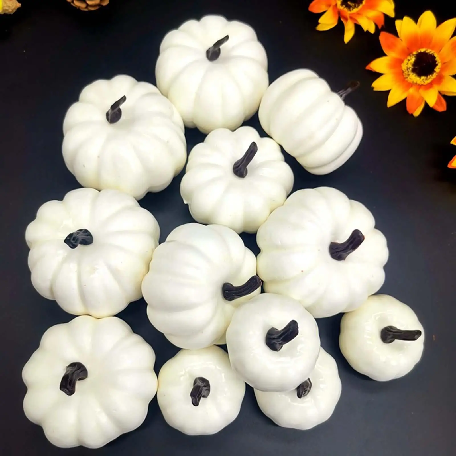 12Pcs Fake Pumpkins Model DIY Rustic Cute Harvest Decorative Artificial Vegetables for Halloween Table Party Thanksgiving Autumn