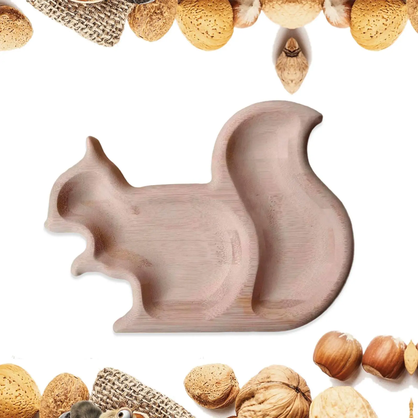 Squirrel Serving Dish Dessert Platter Tray Candy Dish Nut Bowl Wooden Serving Tray for Snack Goodies Fruit Candies Kitchen