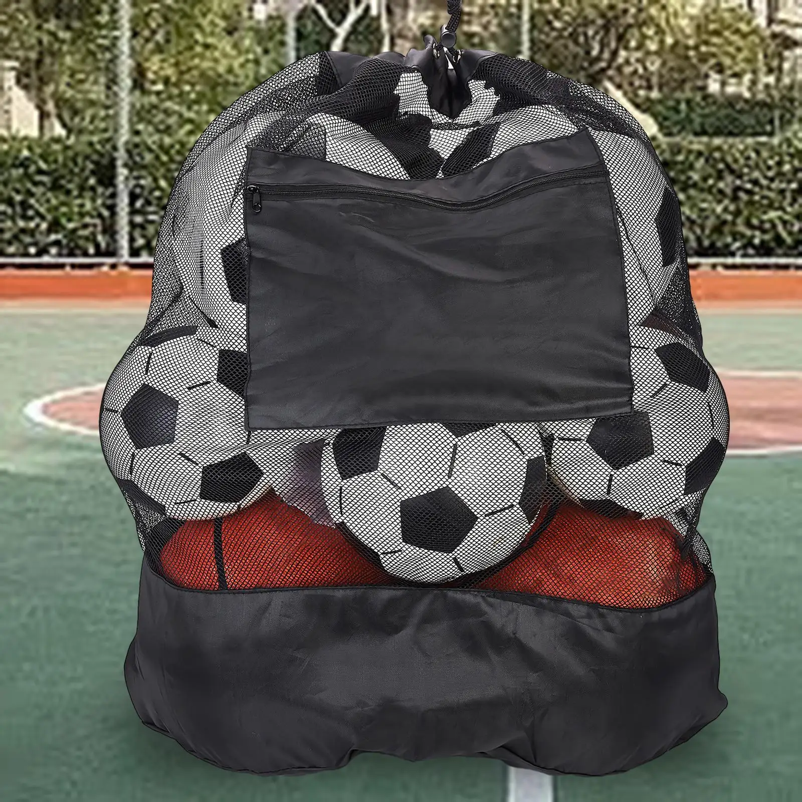 Soccer Ball Bag Sports Ball Mesh Bag, Soccer Team Balls Bag with Shoulder Strap, Drawstring Sport Storage Bag for Football