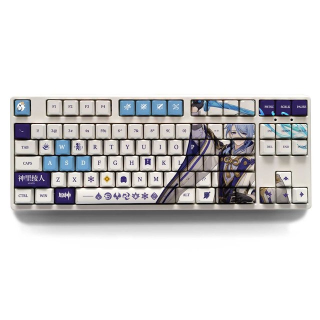 Kamisato Ayato Theme Keycap Set | Genshin Impact outlet Series PBT Keycaps 108 Keys Set For Mechanical Keyboard OEM Profile