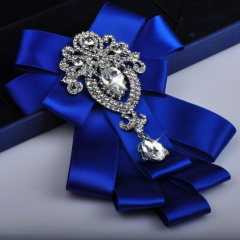 Korean Fashion Band Bowtie Broschen Strass Kristall herren Hemd Krawatte Kragen Pins Luxus Hochzeit Brosche Zubehör – Detail 6
